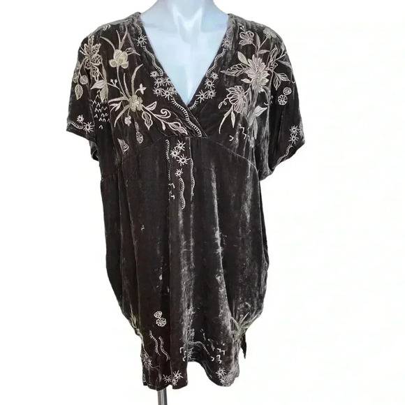 JOHNNY WAS Maree velvet effortless floral tunic Embroidered kaftan dress size XS - Picture 2 of 8